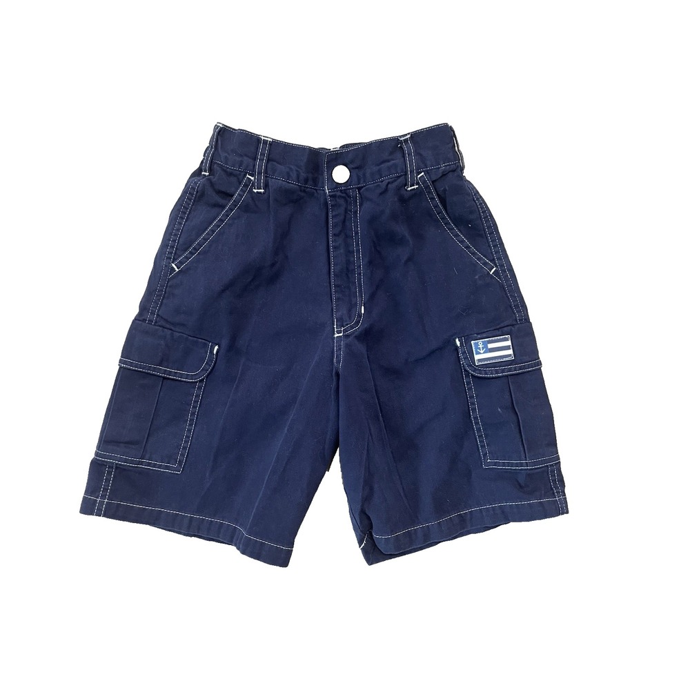Vtg Y2K 90s Kitestrings Boys Navy Blue Nautical Board Shorts Sz 7